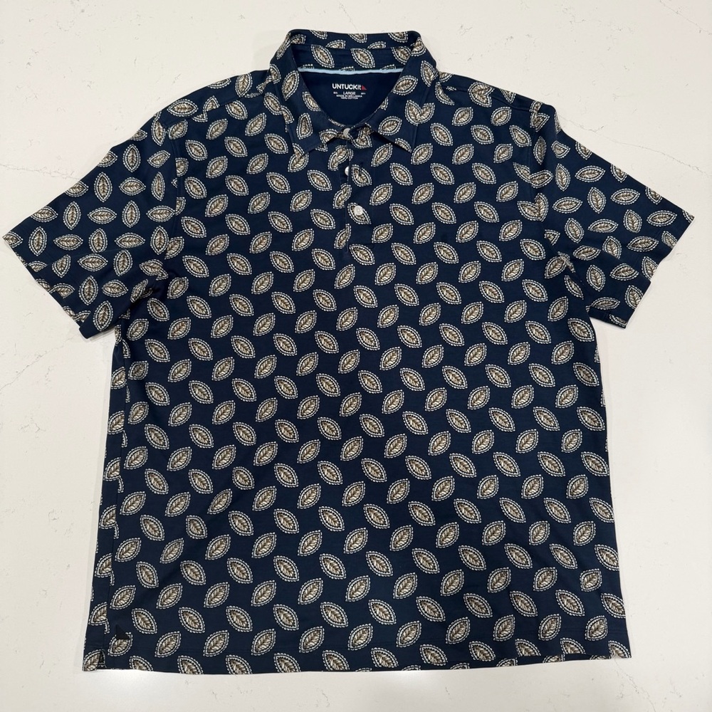 UNTUCKit Men’s Navy Floral Print Polo Large